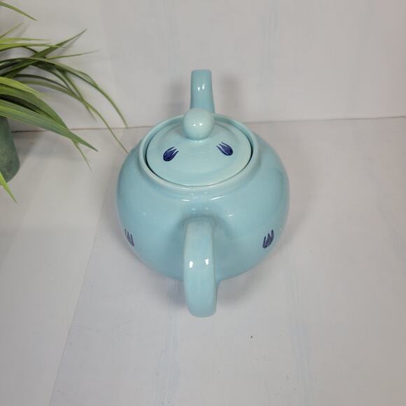 MCM Retro Cameron/Cronin Pottery Dutch Blue Tulip Teapot & Lid - Picture 2 of 7